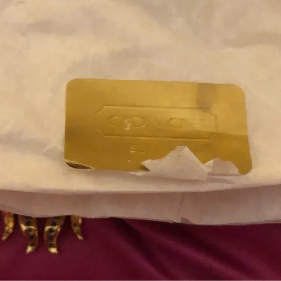 Coach Magenta "Flamed Heart" Clutch with Gold Accents; Tony Duquette; 2012 - Picture 14 of 14